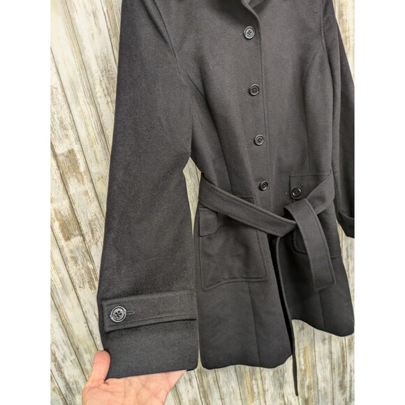 Brooks Brothers 346 Women's Wool Cashmere Belted Black Pea Coat Pockets Size 8 - Picture 2 of 15